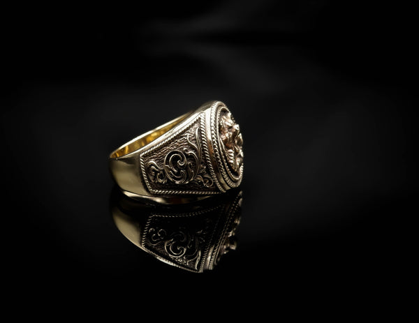 Bear and Fish Ring for Men Animal Brass Jewelry Size 6-15 Br-410