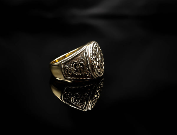 Mandala Ring for Men Flower of Life Brass Jewelry Size 6-15 Br-414