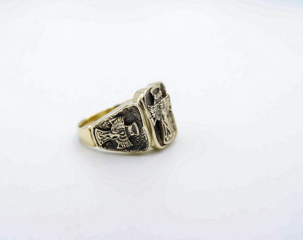 Saint Michael Cross Ring Brass Jewelry Br-519