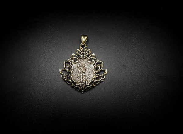 Saint George Mens Pendant Demon Protection With Dragon Brass Jewelry