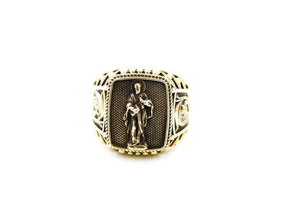 Catholic Signet St Saint Peter Ring Brass Jewelry Size 6-15