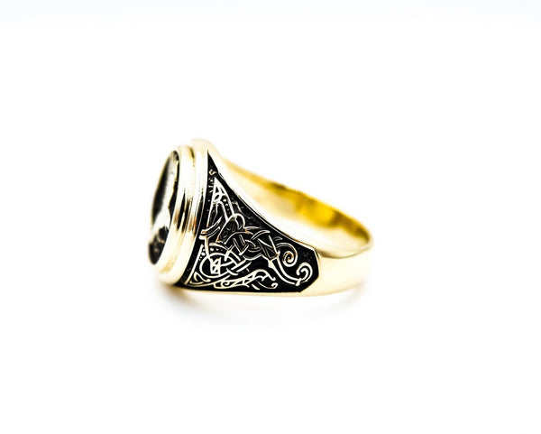 Raven Ring Viking Brass Jewelry BR-136