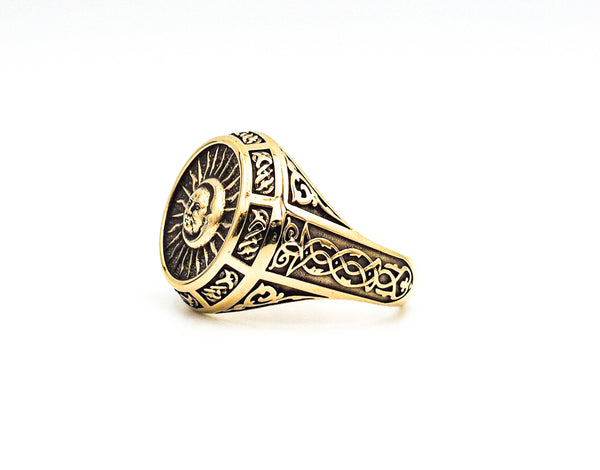 Sun Moon Ring Celtic Ornament Talisman Boho Men's Women Brass Jewelry Size 6-15 BR-119