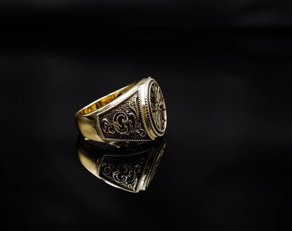 Trident Mandala Ring Greek Ancient Amulet Brass Jewelry Size 6-15 Br-415