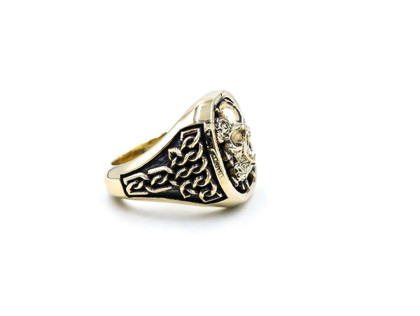 Rose Skull Ring Gothic Halloween Skulls for Men Women Brass Jewelry Size 6-15