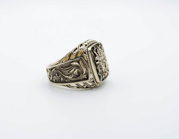 Japanese Samurai Warrior Ring Oni Gothic Brass Jewelry Br-527