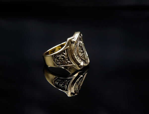 Catholic Saint Benedict Medal Ring Mens Amulet Brass Jewelry Size 6-15 Br-400