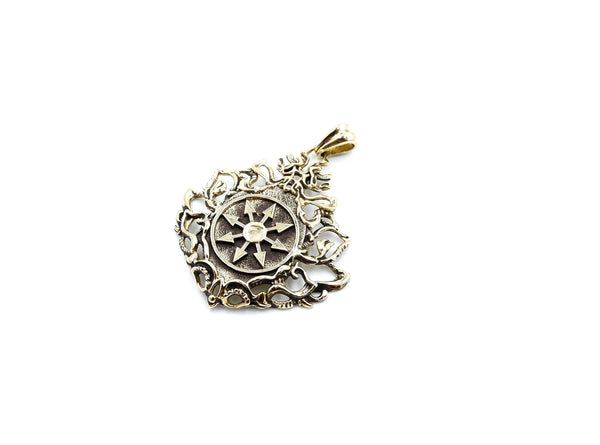 Magic 8 Pointed Chaos Star Cross Gothic Biker Pendant Brass Jewelry