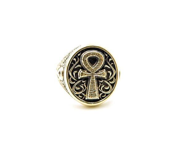 Egyptian Ankh Cross Men Women Ring Brass Jewelry Size 6-15