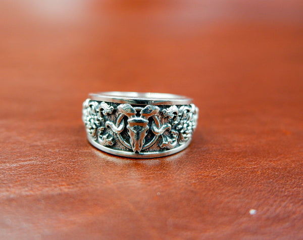 Rams Skull Ring Men Women Gothic Baphomet Jewelry 925 Sterling Silver Size 6-15