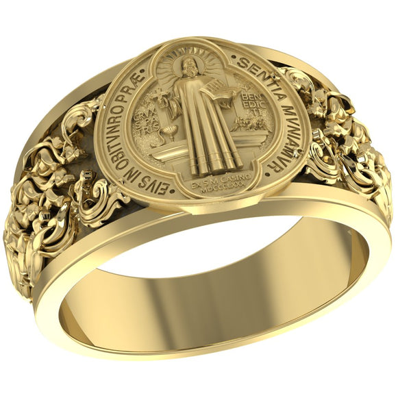 Saint Benedict Band Ring Exorcism Christian Brass Jewelry Size 6-15 Br-502
