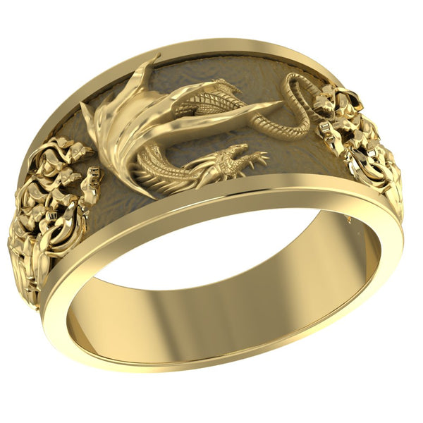 Flying Dragon Band Ring Protection Boho Celtic Fantasy Brass Jewelry Size 6-15 Br-503