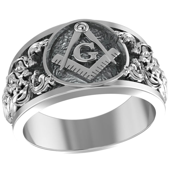 Freemason Symbol Masonic Band Rings Master Mason Biker Jewelry 925 Sterling Silver Size 6-15 R-504