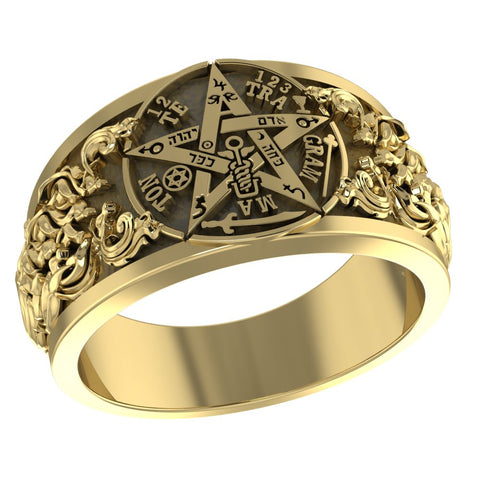Tetragrammaton Band Rings Ceremonial Magic Seal of Solomon Brass Jewelry Size 6-15 Br-505