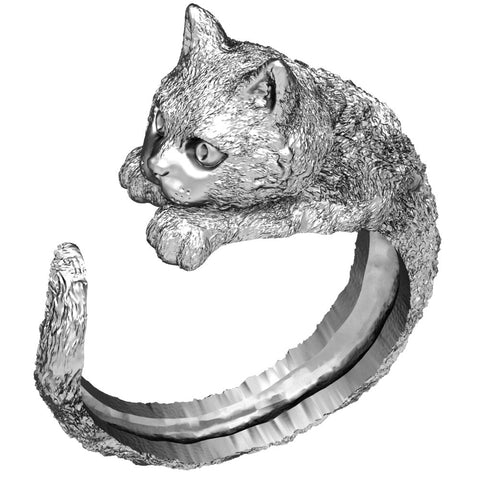 Cat Ring Animal Jewelry 925 Sterling Silver Size 6-15 R-508