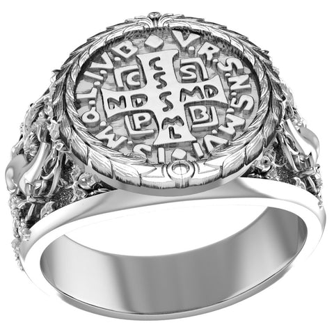Saint Benedict Ring Christian Jewelry 925 Sterling Silver Size 6-15 R-512