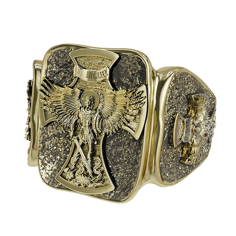 Saint Michael Cross Ring Brass Jewelry Br-519