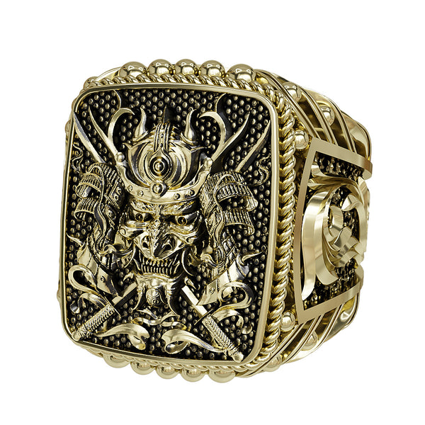 Japanese Samurai Warrior Ring Oni Gothic Brass Jewelry Br-527