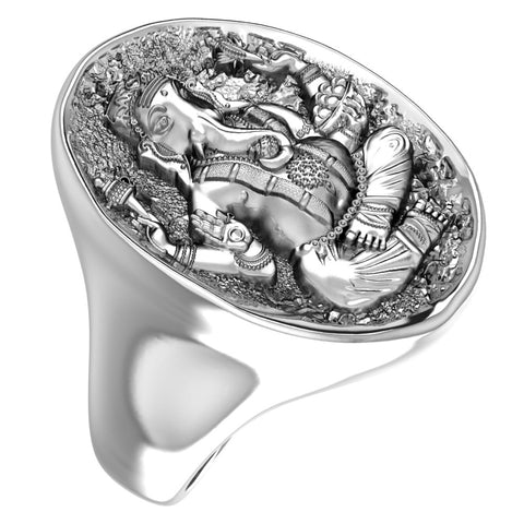 Lord Ganesha Buddhism Ring Tibetan Chinese Elephant Buddha Jewelry 925 Sterling Silver R-533
