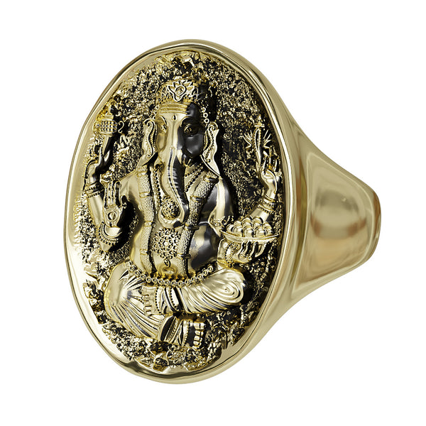 Lord Ganesha Buddhism Ring Tibetan Chinese Elephant Buddha Brass Jewelry Br-533