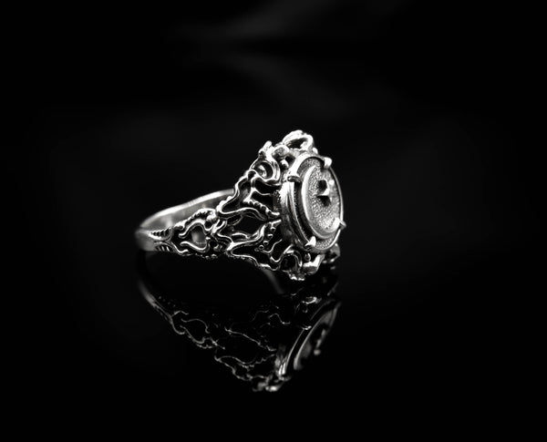 Islamic Crescent Ring Women Jewelry 925 Sterling Silver R-445
