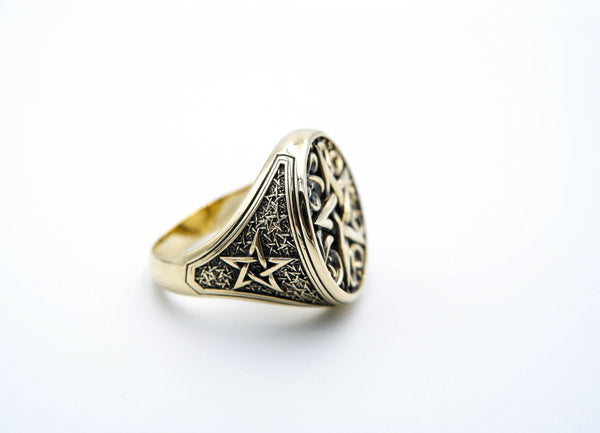Pentagram Amulet Pentacle Star Ring for Women Men Gothic Biker Punk Brass Jewelry Size 6-15