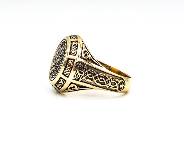 Flower of Life Ring Tree of Life Celtic Ornament Talisman Boho Men's Women Brass Jewelry Size 6-15 BR-123