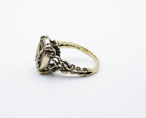 Sigil of Lucifer Ring Women Satanic Seal of Satan Brass Jewelry Size 5-15 Br-440