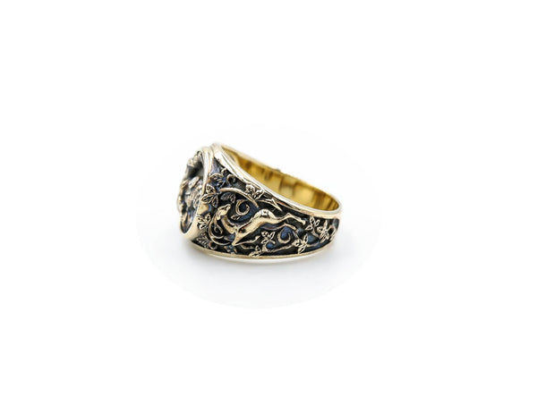 Viking Raven Animal Rings for Women Men Crow Bird Amulet Brass Jewelry Size 6-15
