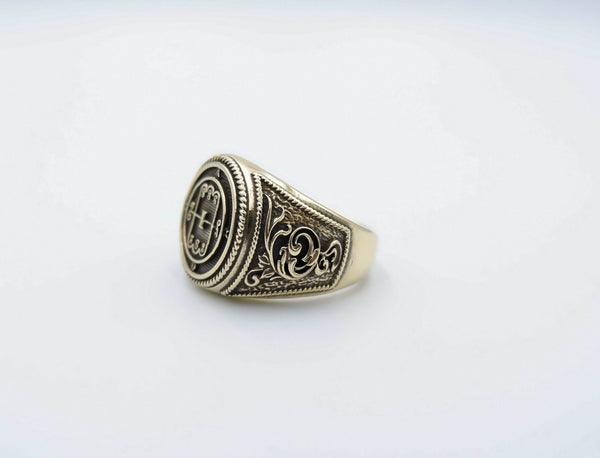Seal of Amon Ring Lesser Key of Solomon Seal Magic Brass Jewelry Br-531, Yellow
