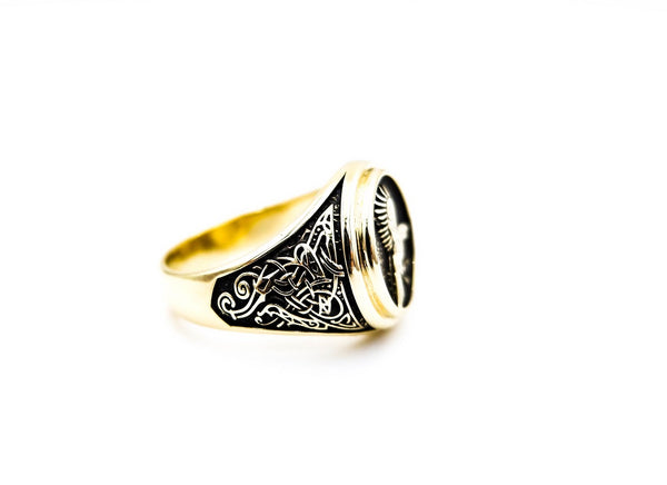 Raven Ring Viking Brass Jewelry BR-136