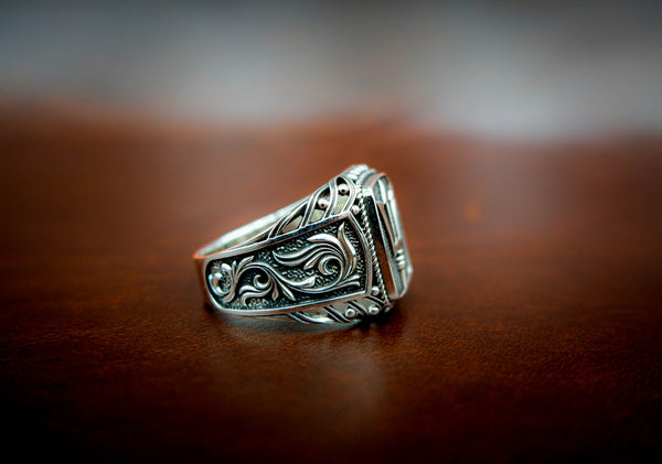 Poseidon Greek God of The Sea Trident Ring Ancient Amulet Jewelry 925 Sterling Silver Size 6-15