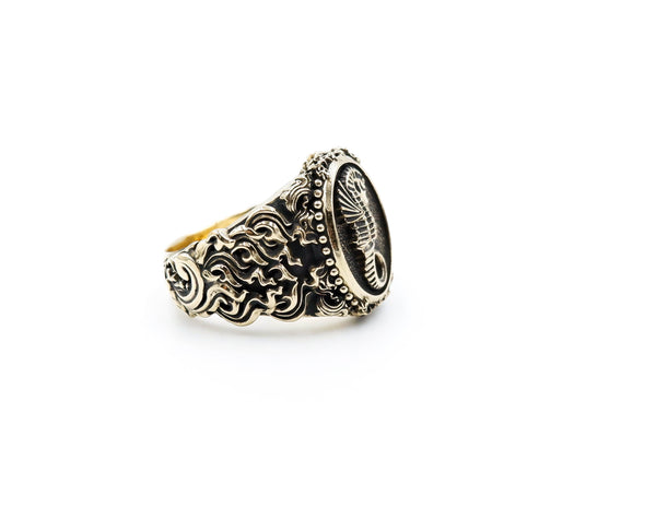 Sea Horse Ring Gothic Men Animal Ocean Brass Jewelry Size 6-15