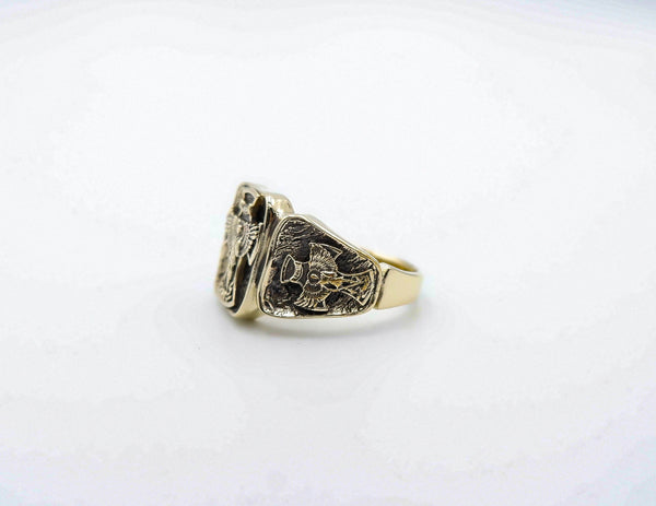 Saint Michael Cross Ring Brass Jewelry Br-519