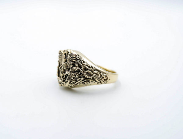 Saint Archangel Michael Dragon Wings Ring Christian Catholic Brass Jewelry Br-518