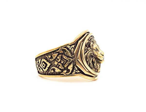 Men's Lion Head Ring, Mens Lion Ring Animal Brass Jewelry Size 6-15