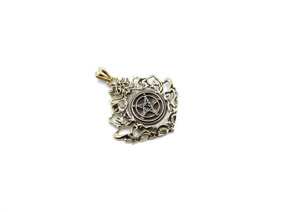 Sigil of Baphomet Inverted Pentagram Satanic Satan Pendant Brass Jewelry