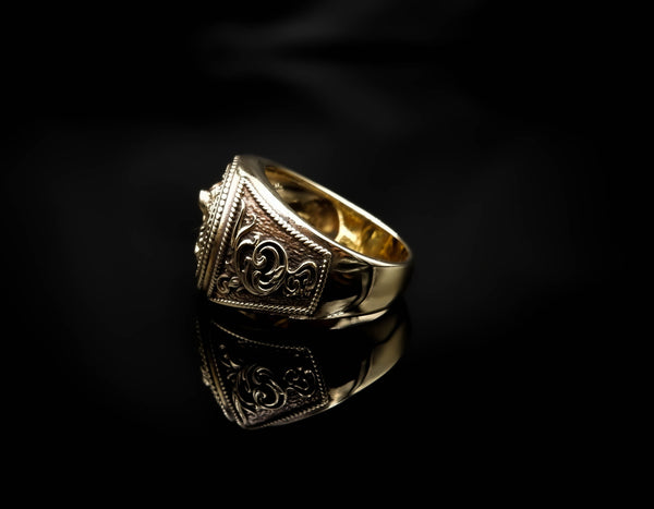 Bear and Fish Ring for Men Animal Brass Jewelry Size 6-15 Br-410