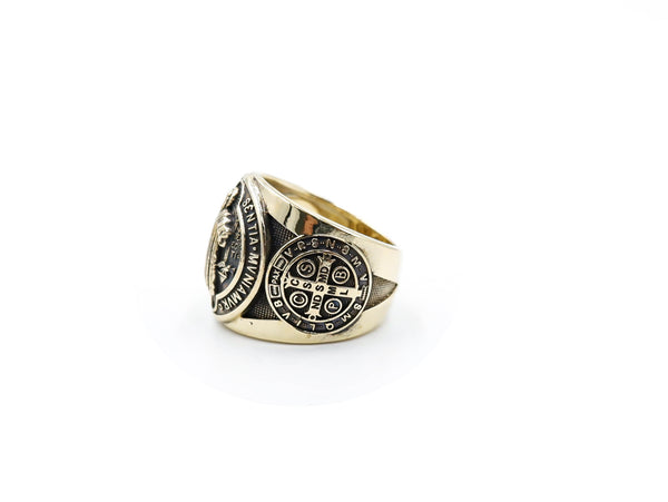 Saint Benedict Ring Exorcism Christian Brass Jewelry Size 6-15