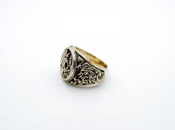 Angel Michael Ring for Men Punk Christian Knight Saint Michael Protect Brass Jewelry Size 6-15