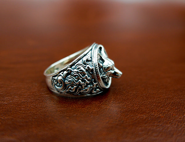 Fox Head Animal Biker Ring Gothic Punk Jewelry 925 Sterling Silver Size 6-15