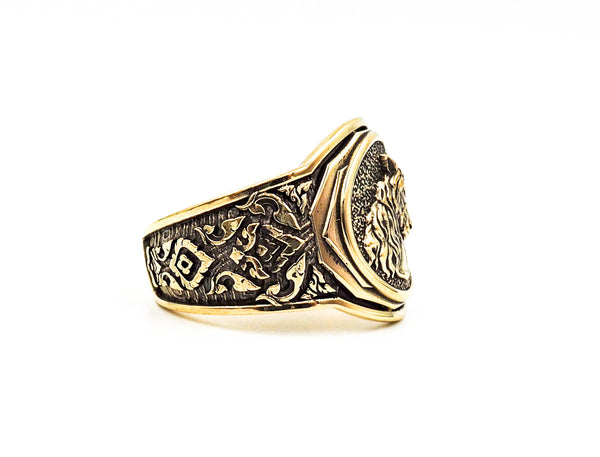 Men's Horse Head Ring, Mens Horse Ring Animal Brass Jewelry Size 6-15