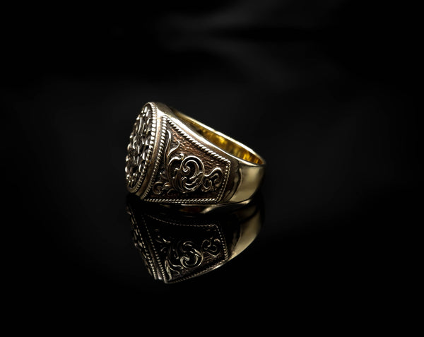 Mandala Ring for Men Flower of Life Brass Jewelry Size 6-15 Br-414