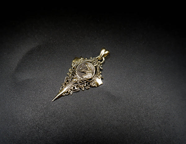 Cobra Snake Signed Pendant Punk Gothic Biker Animal Brass Jewelry BR-466