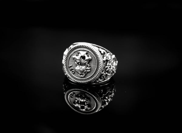 Leo Zodiac Skull Ring Constellation Horoscope Gothic for Men Women Jewelry 925 Sterling Silver R-346