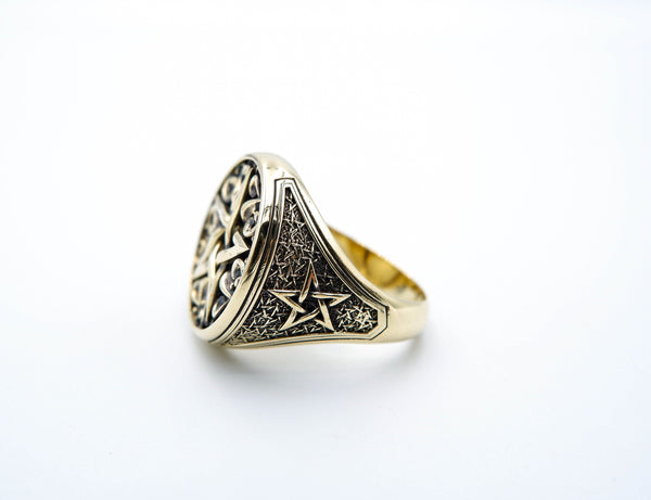 Pentagram Amulet Pentacle Star Ring for Women Men Gothic Biker Punk Brass Jewelry Size 6-15