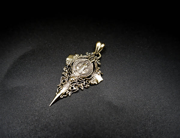 St Benedict Exorcism Cross Demon Protection Pendant Amulet Brass Jewelry BR-468