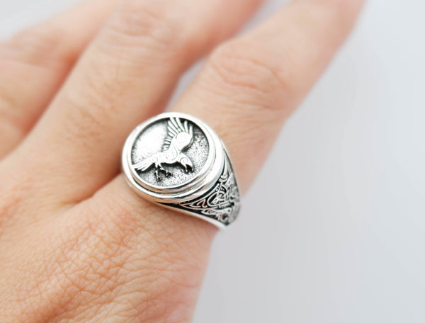 Raven Ring Viking Jewelry 925 Sterling Silver Size 6-15