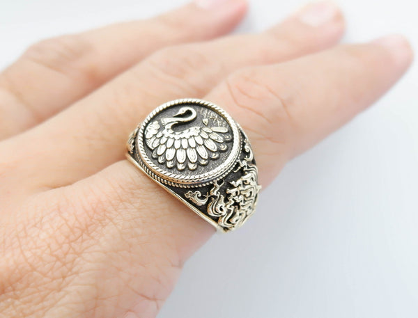 Swan Ring for Men Women Animal Bird Brass Jewelry Size 6-15