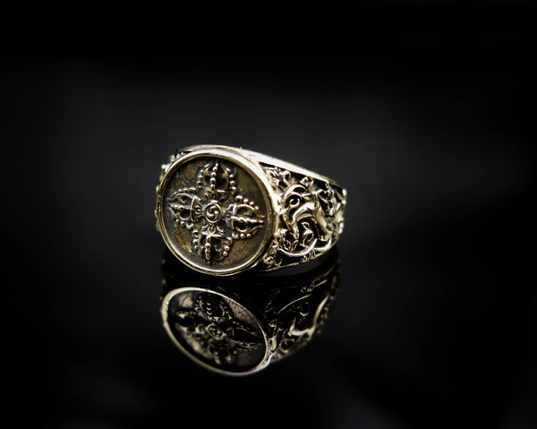 Vajra Dorje Ring for Men Women Gothic Buddhist Amulet Brass Jewelry Size 6-15 Br-362